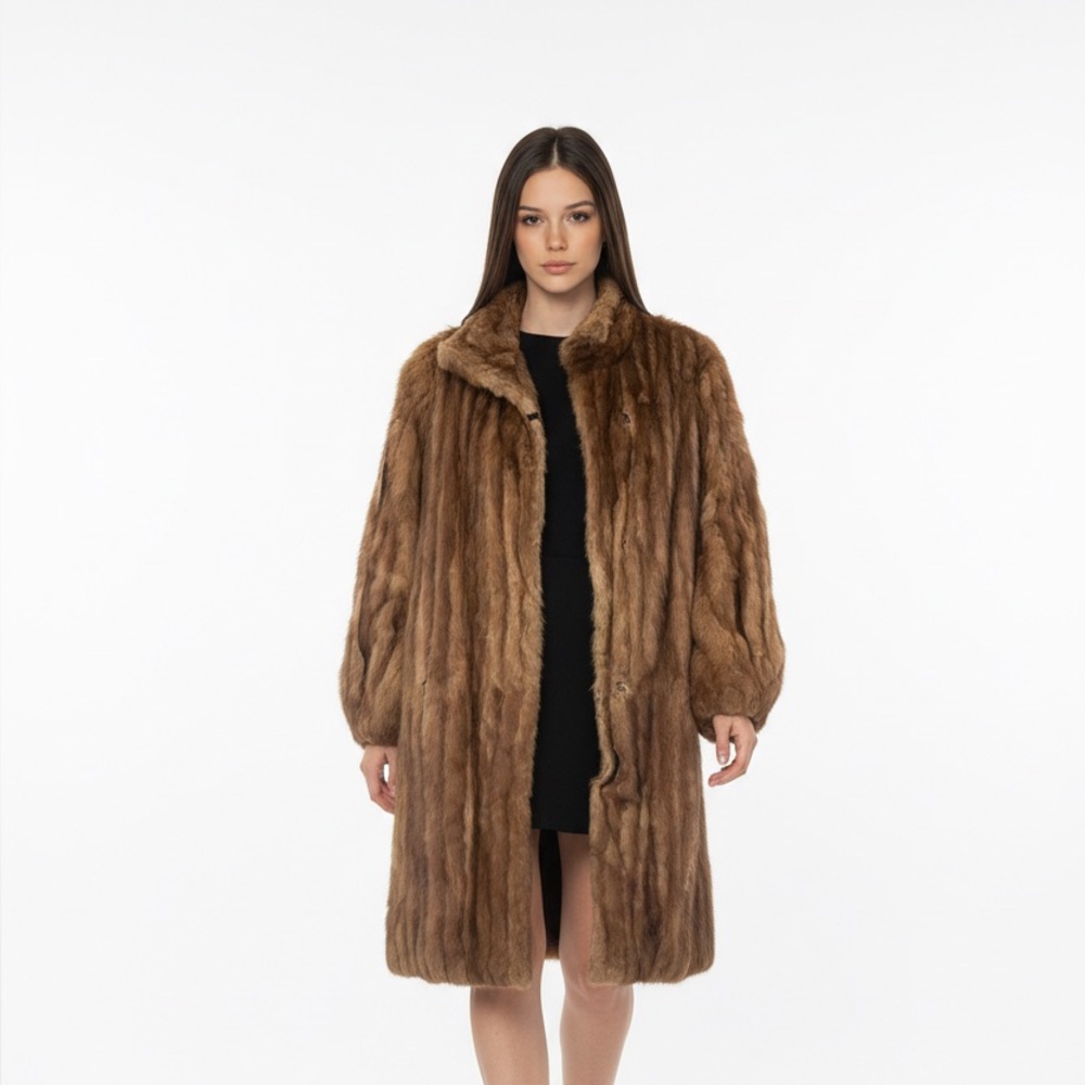 Vintage Muskrat Fur Coat (Hudson Seal) | The Halle Bros. Co. | Mid-Length